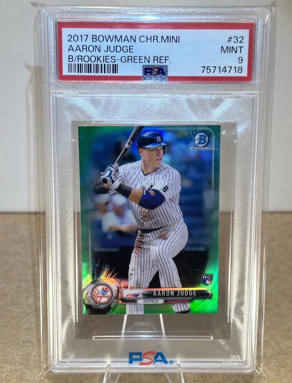 Bowman 2017 Chrome Minis Aaron Judge #32 RC Green Refractor /99 PSA 9- POP 6