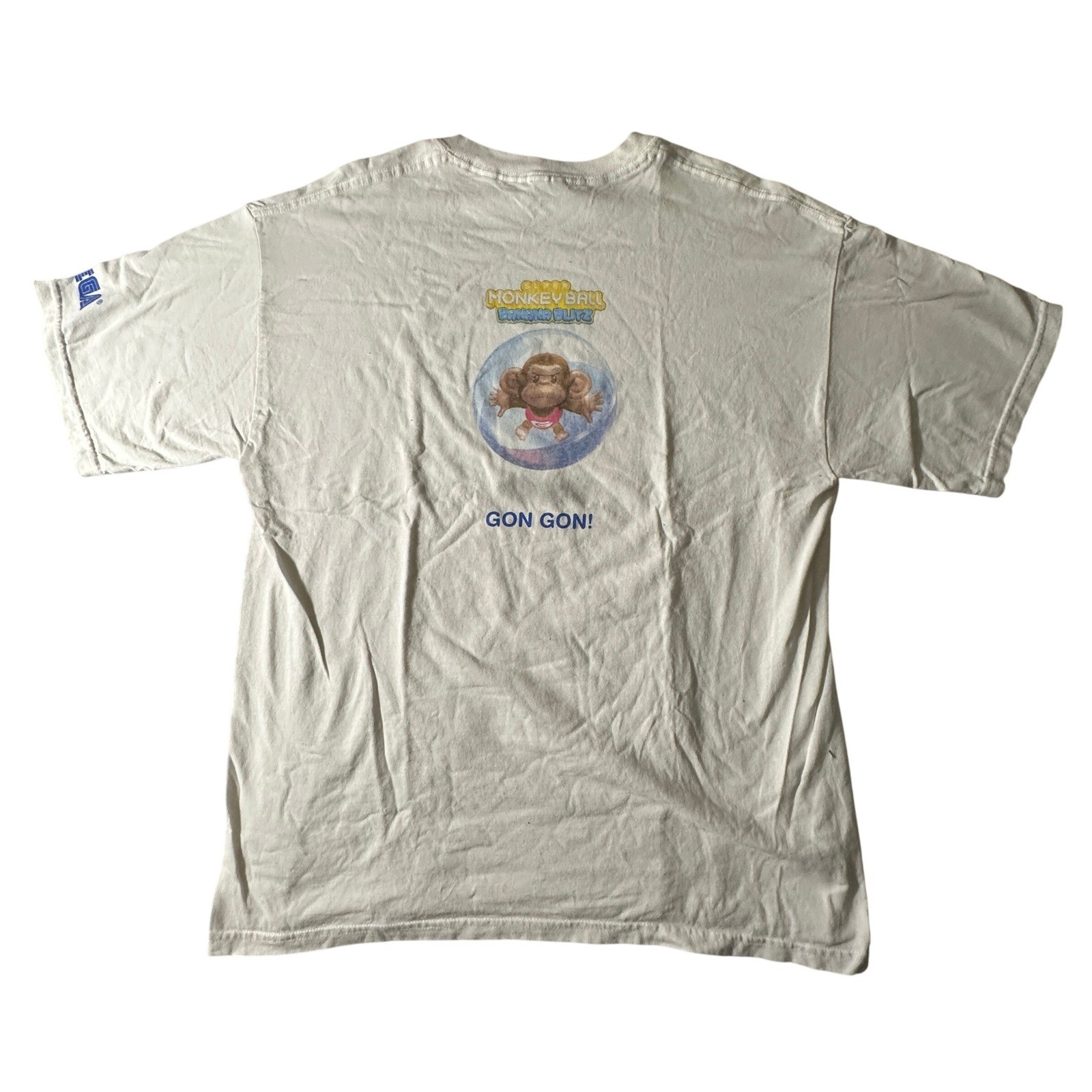 Vintage SEGA Super Monkey Ball Banana Blitz T-Shirt XL White GonGon Promo Tee