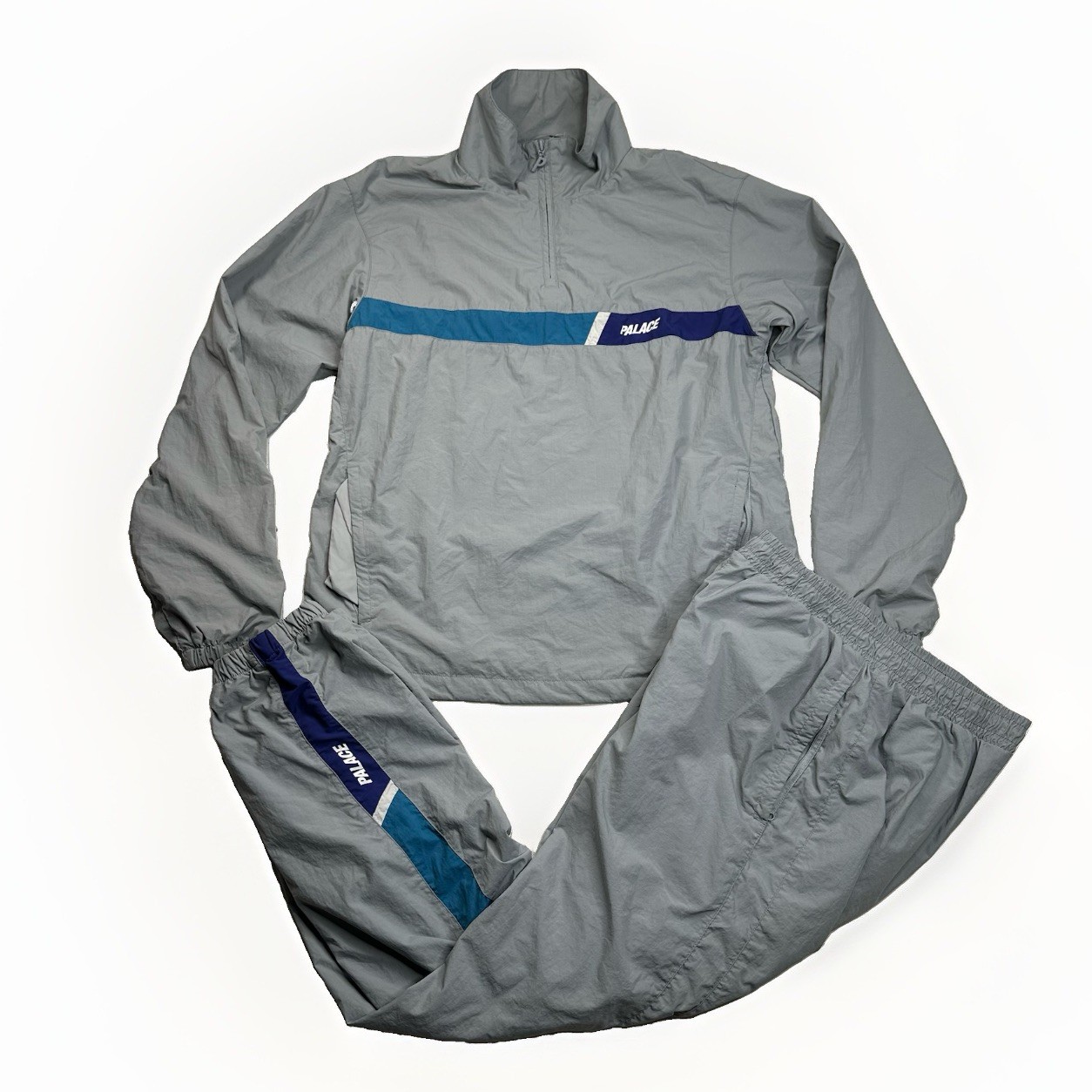 Palace Skate Slant Shell Track Suit Streetwear Jacket Pants Men’s Medium Gray