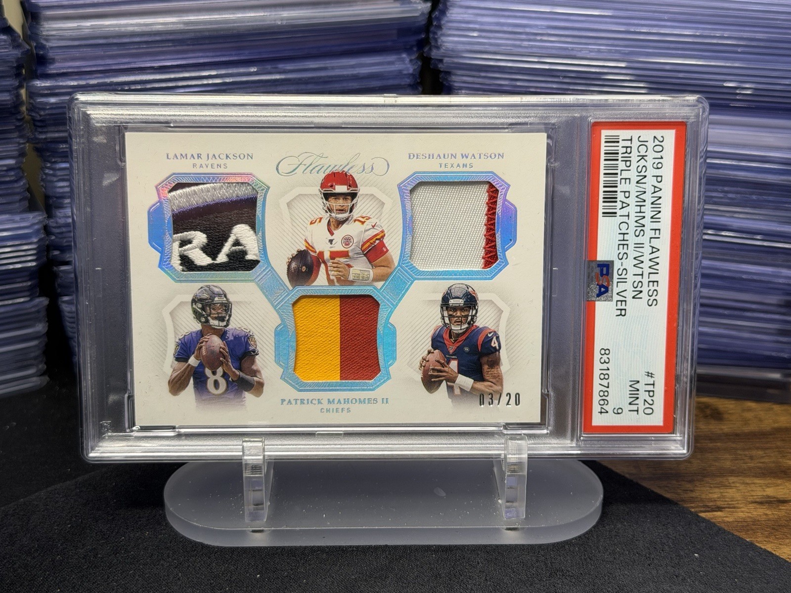 2019 Flawless Mahomes Lamar Jackson Watson Triple Patch /20