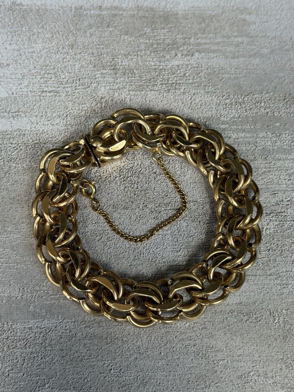 Vintage Gold Filled Double Link Charm Bracelet 12K GF