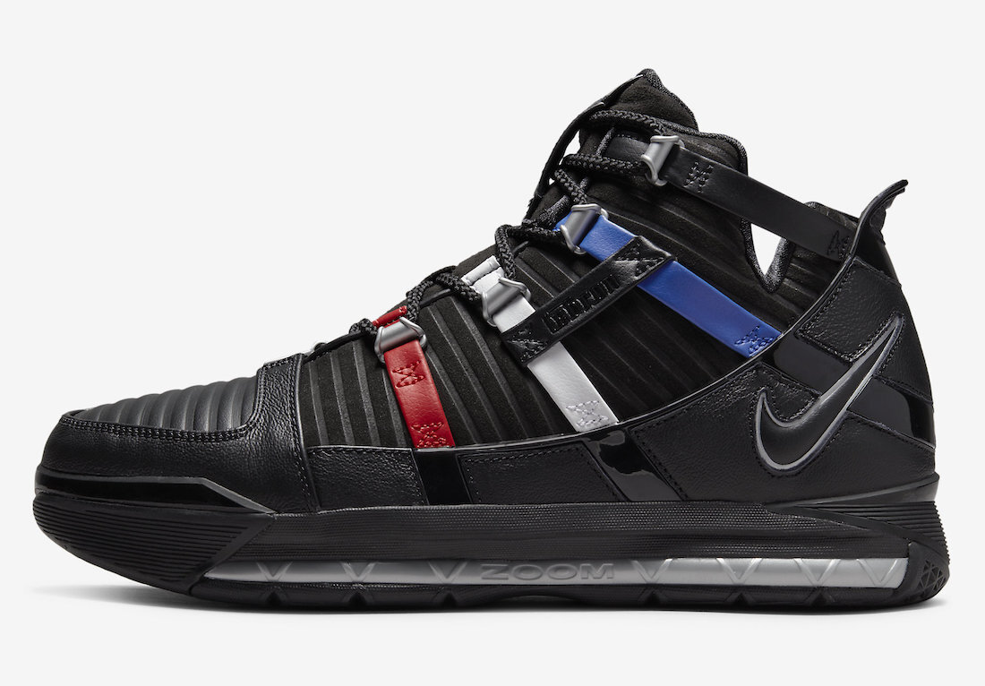Nike LeBron James III 3 QS The Shop Black Red Silver Blue DO9354-001 sz 8 Men\'s