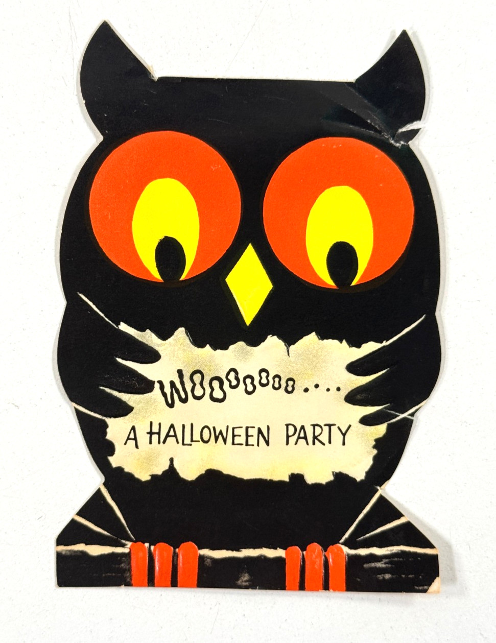 vtg Diecut Party invitation Owl Halloween REPAIR embossed vtg Diecut Party invitation Owl Halloween REPAIR embossed