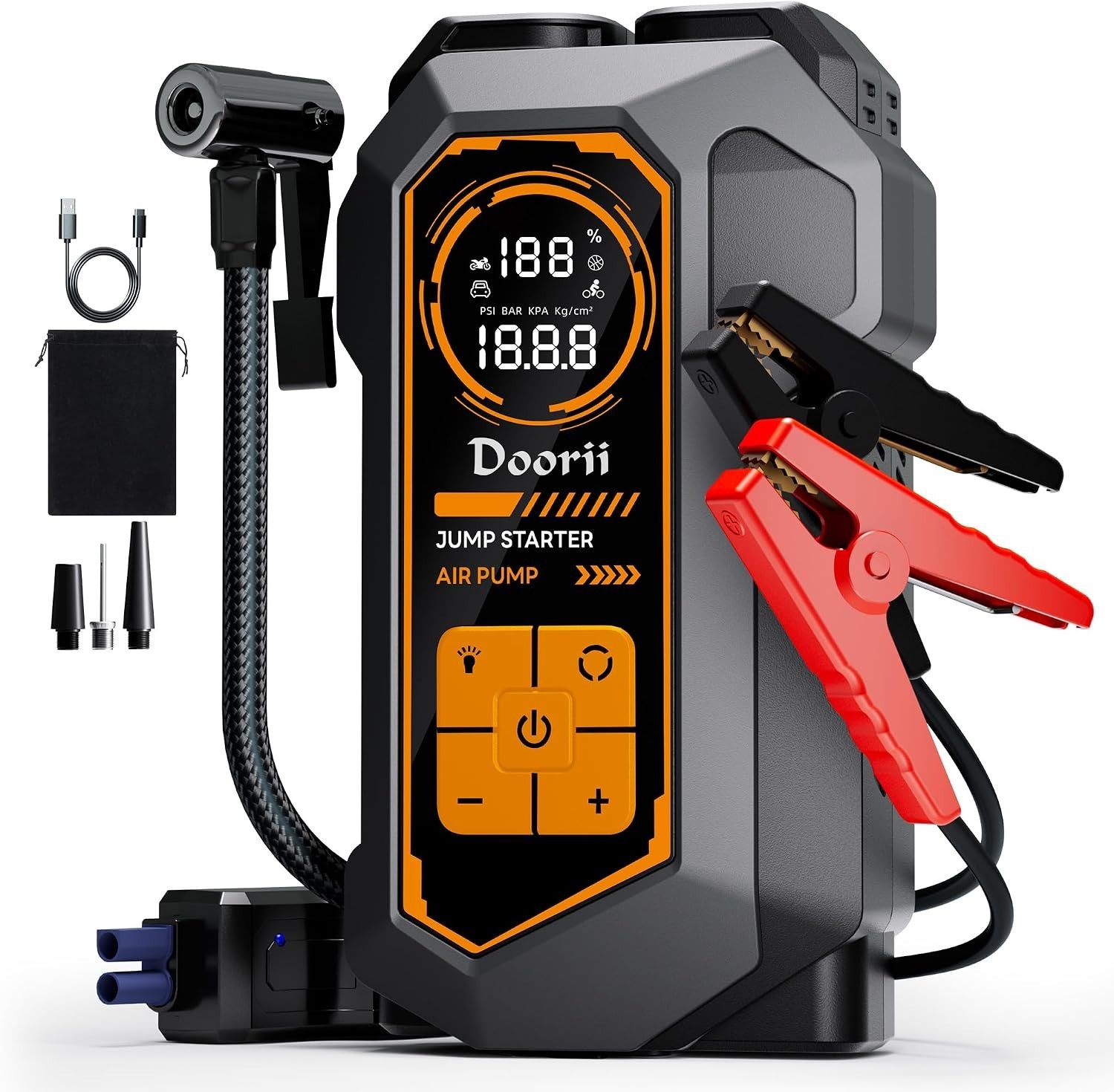 WOLFBOX Jump Starter with Air Compressor, 4000A Portable Car Battery Booster WOLFBOX Jump Starter with Air Compressor, 4000A Portable Car Battery Booster