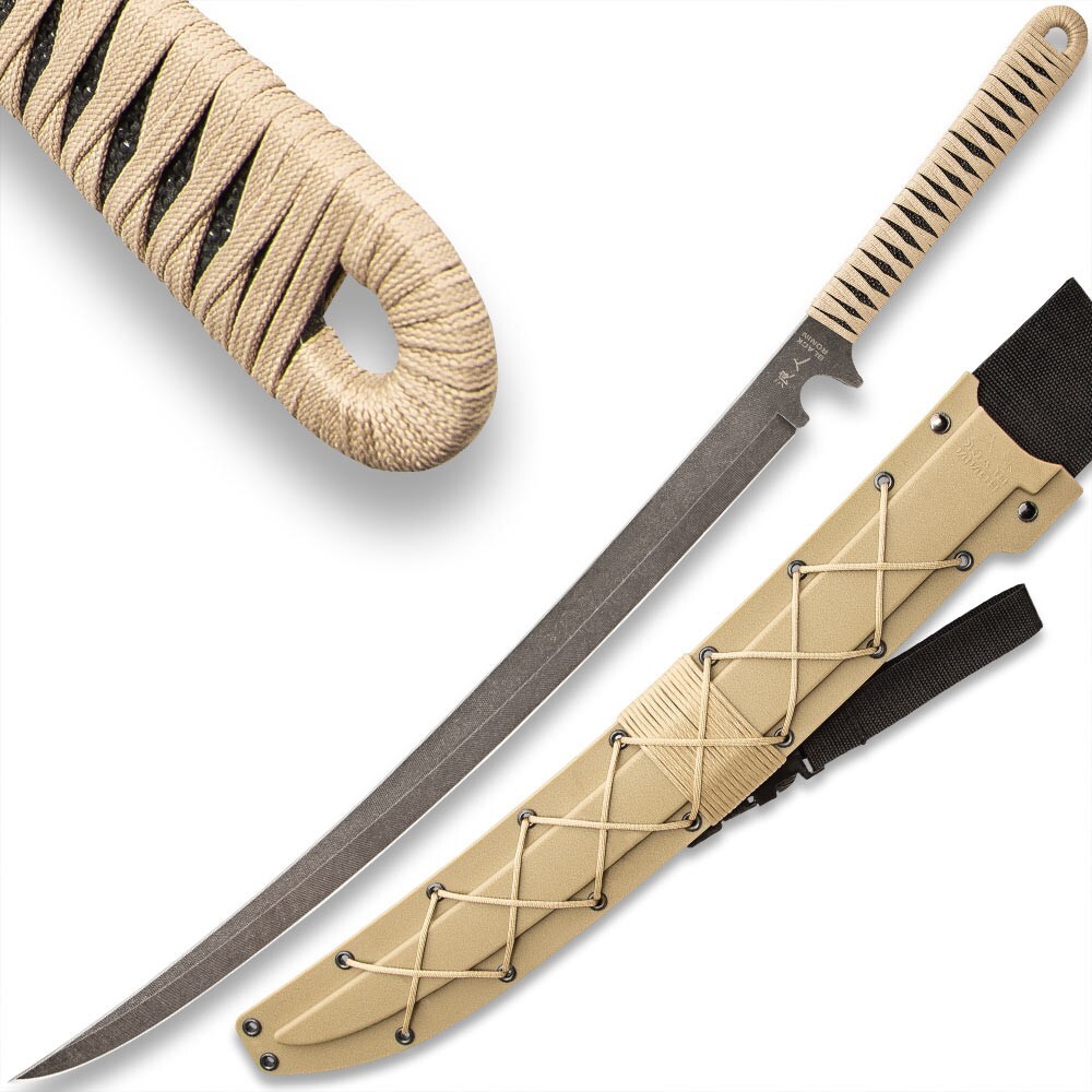 Black Ronin Tan Combat Wakizashi Sword with Sheath | Full Tang | Overall 27