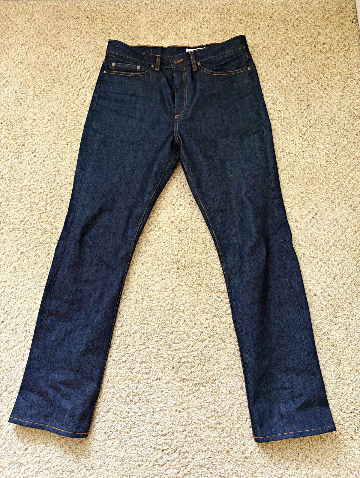 New Gustin Raw Selvedge Denim Jeans Men\'s 34 Tailored 36x32.5 Made in USA Indigo New Gustin Raw Selvedge Denim Jeans Men\'s 34 Tailored 36x32.5 Made in USA Indigo
