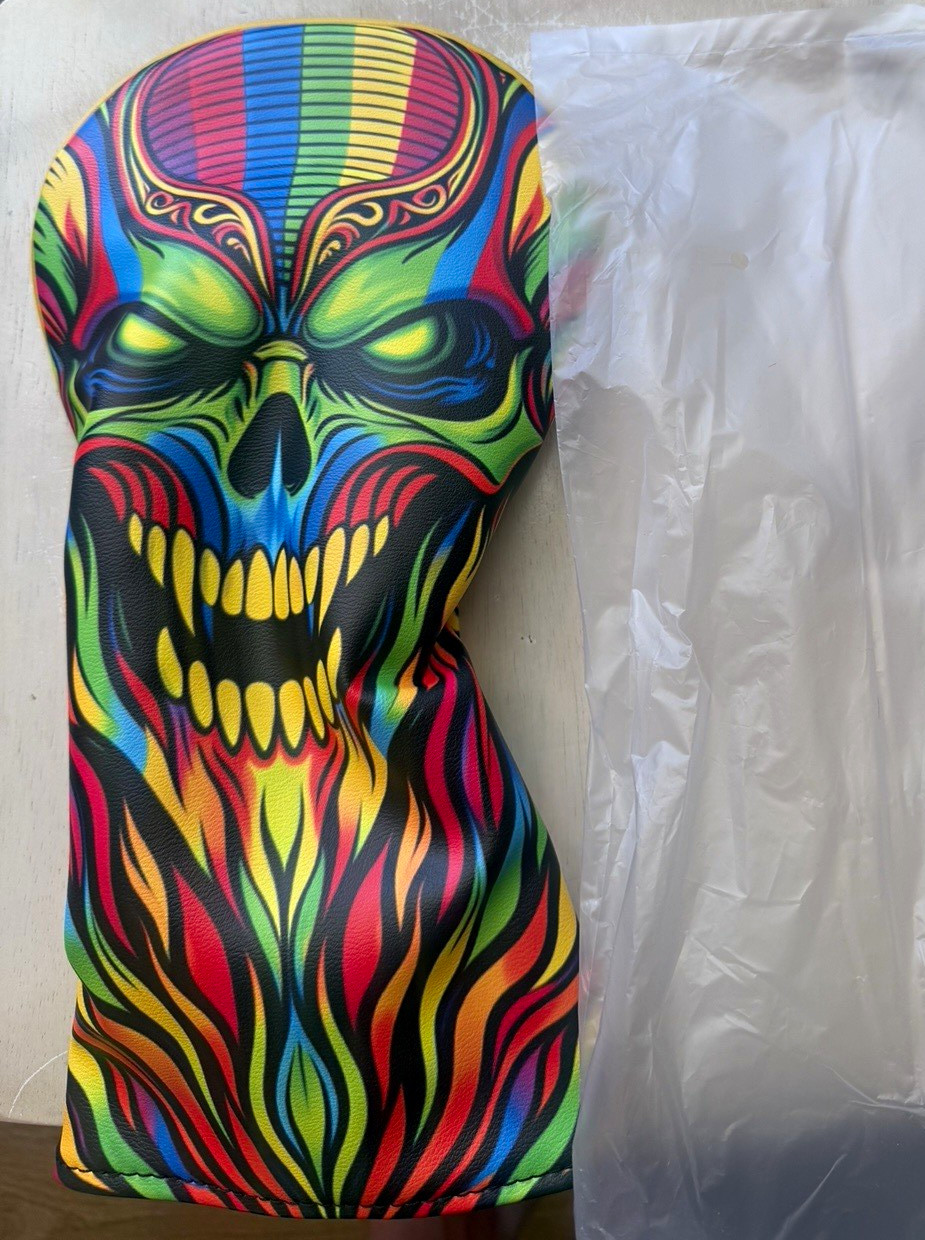 Multicolor Swirl Psychedelic Skull Pattern Golf driver Headcover Multicolor Swirl Psychedelic Skull Pattern Golf driver Headcover