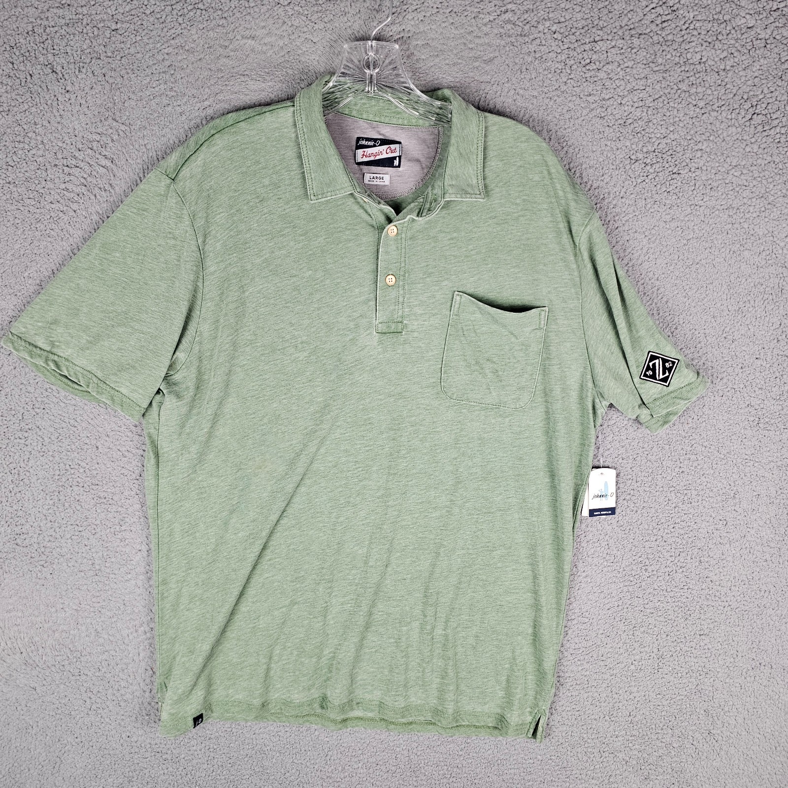 Johnnie-O The Local Polo Shirt Men\'s Large Green Heather Short Sleeve JMPO3860
