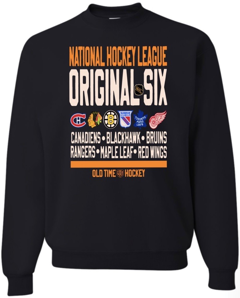 Vintage Original Six Logo On Black Medium-XXL Men’s Sweatshirt/Crewneck