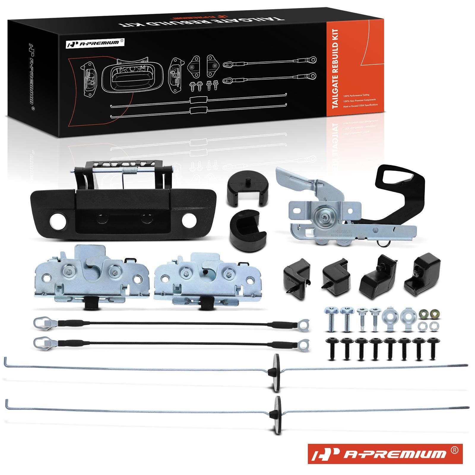 A-Premium Tailgate Hardware Rebuild Kit w/ Cable & Rods with Keyhole for Dodge