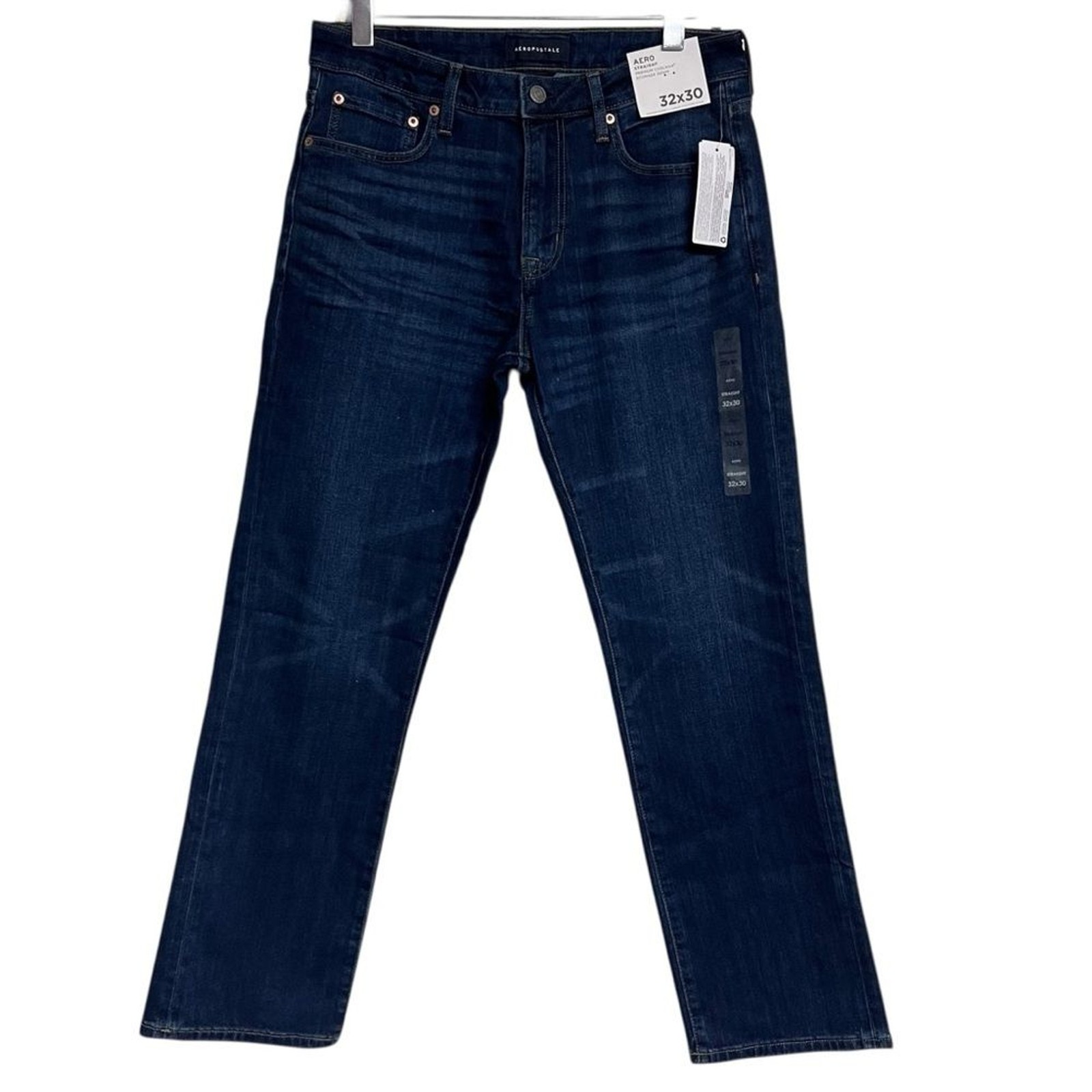 NWT Men\'s Aeropostale Straight Premium Dark Wash Blue Jeans Coolmax Technology