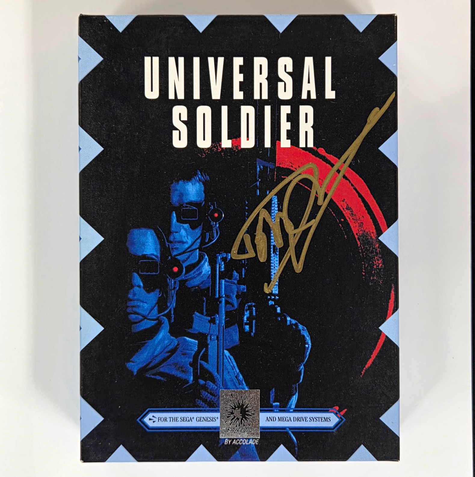 Dolph Lundgren Signed Universal Soldier Sega Genesis CIB Cardboard Box JSA COA