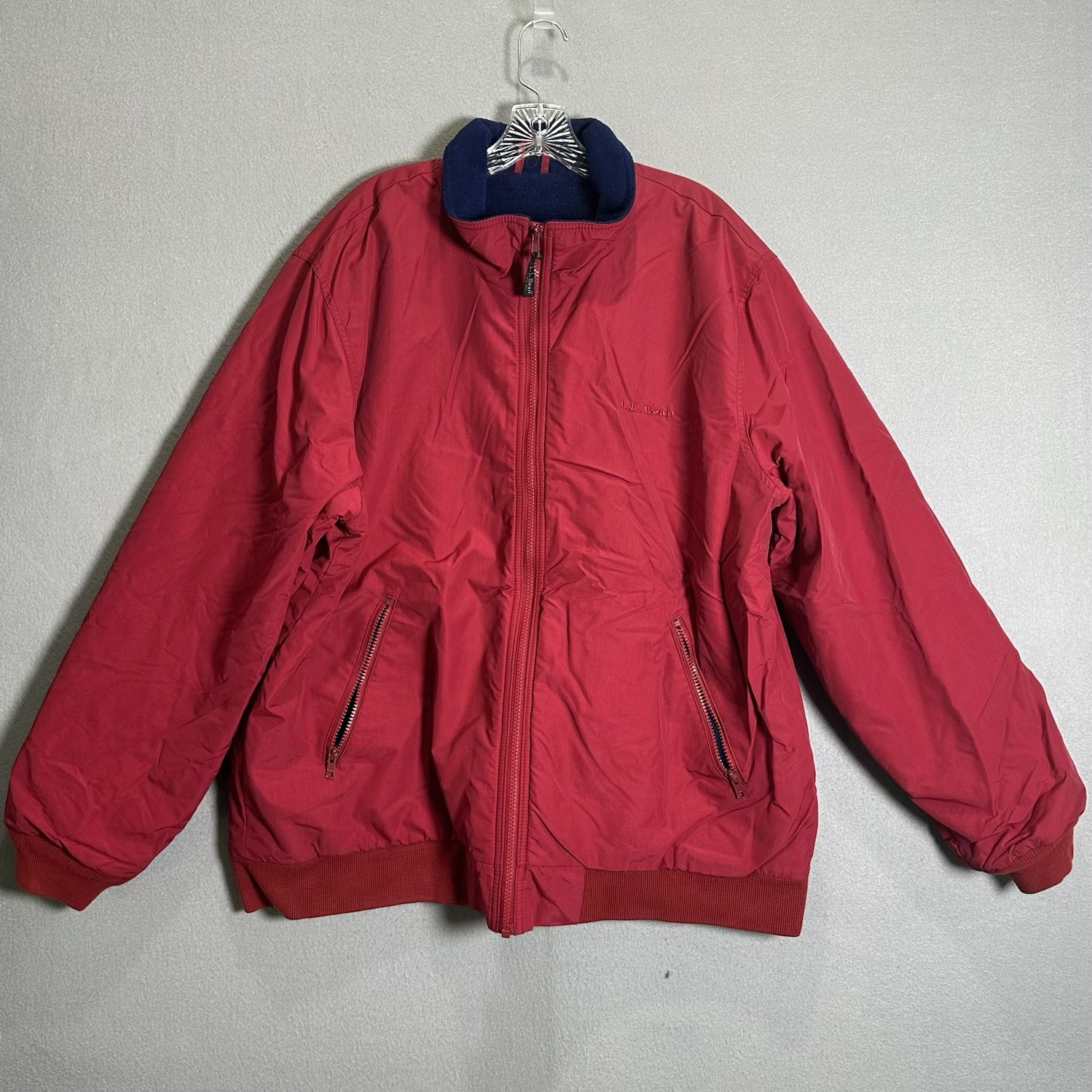Vintage 90 L.L. Bean Warm-Up Jacket Men’s Size XL Red Fleece Lined