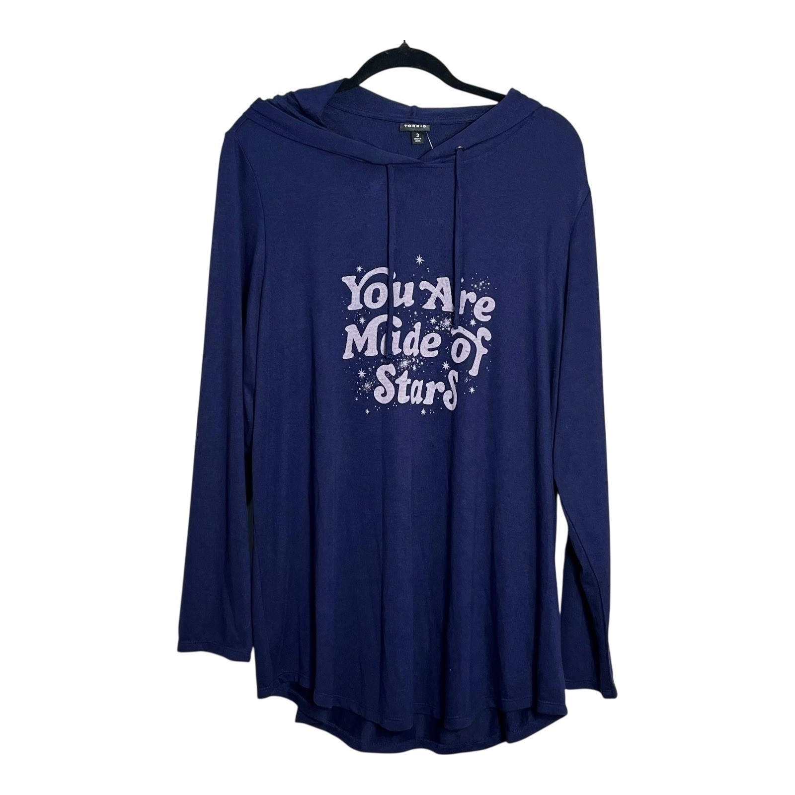 Torrid NWT Womens 3X Navy Blue You Are Made of Stars Hacci Knit Hoodie 12261075