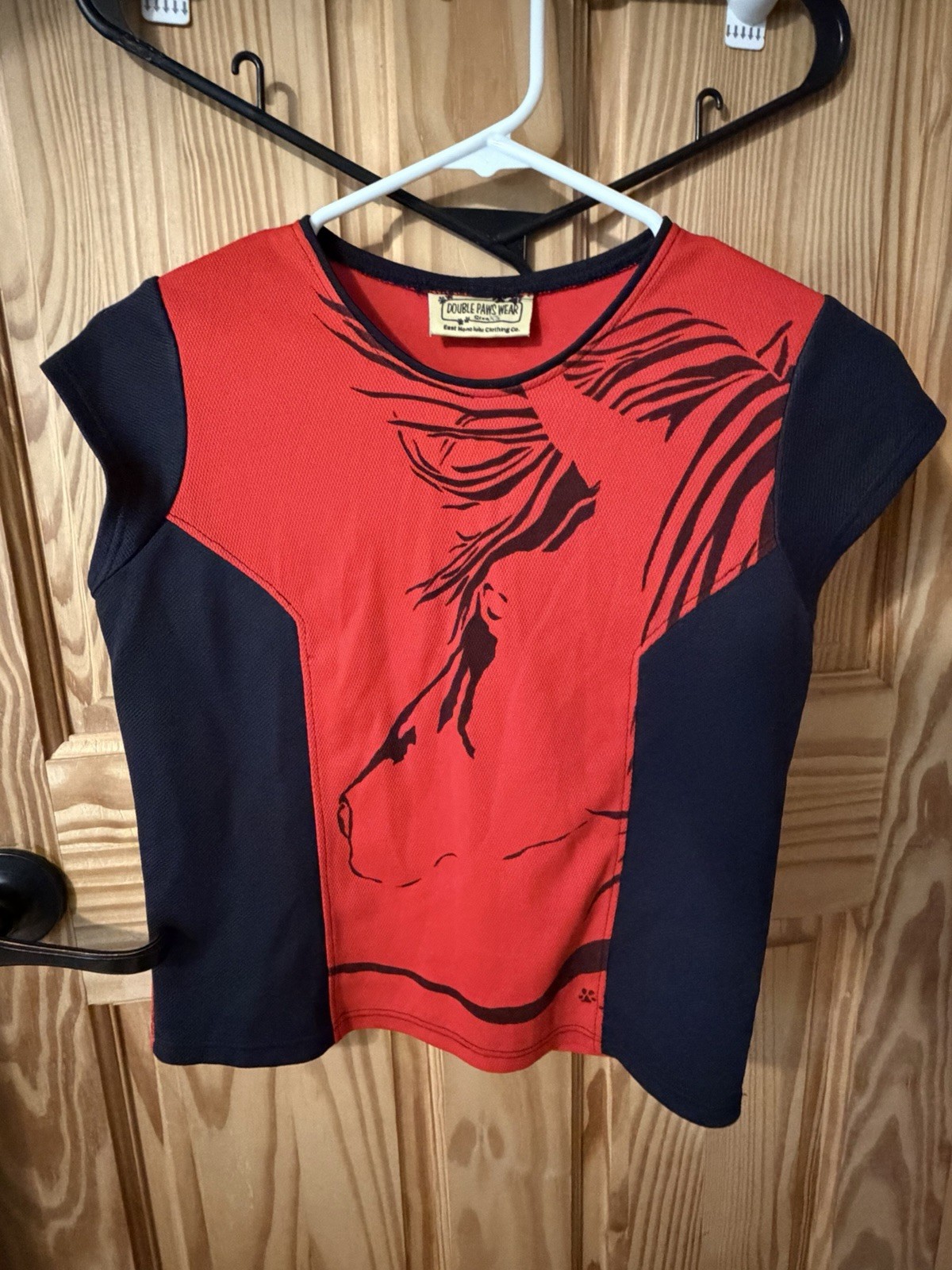Equestrian Summer Top Red Black Horse