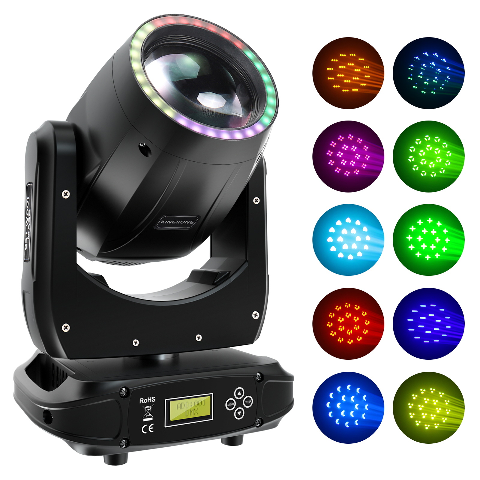 U'King 200W LED Beam Moving Head Light Gobo 8Prism DMX Stage Light DJ Disco Club