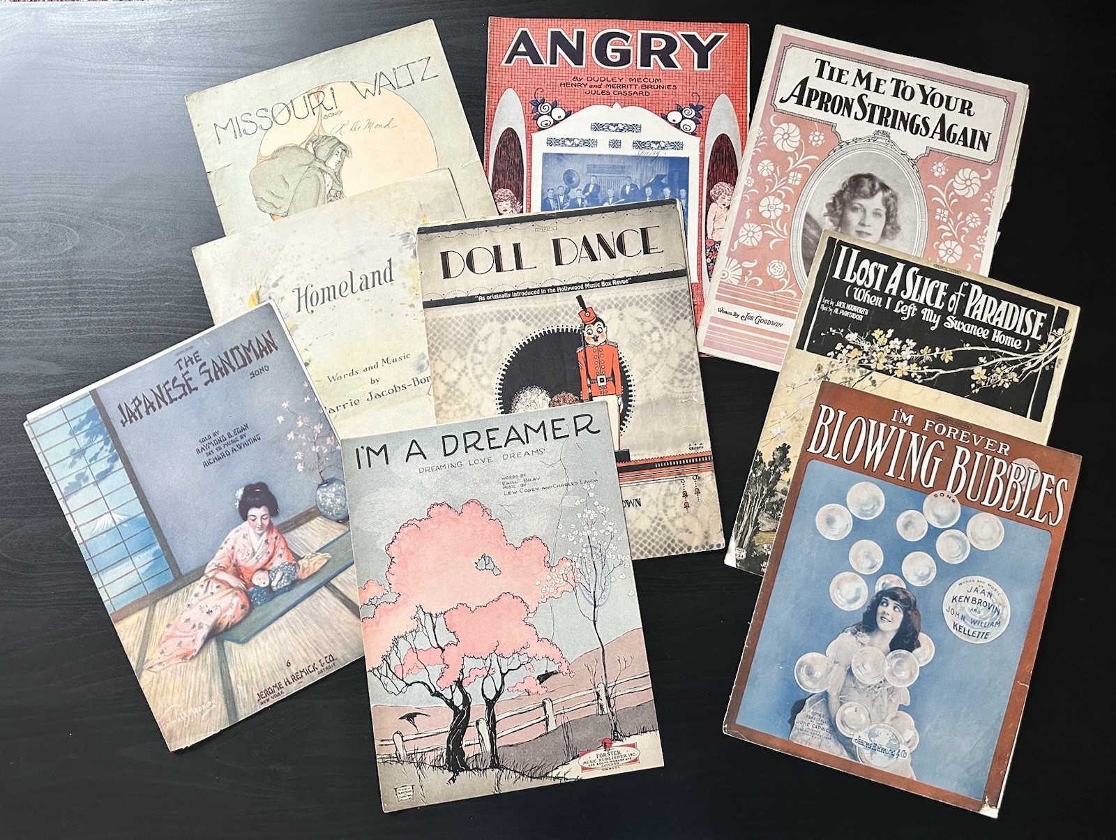 9 Antique Vintage Sheet Music Lot 1910s-20s Japanese Sandman Doll Dance Bubbles