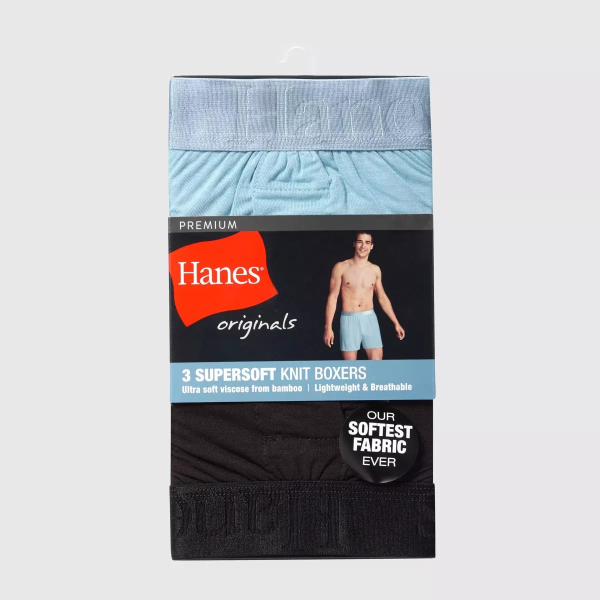 New Hanes Originals Supersoft Knit Boxers, 3pk, Men, Medium, Viscose from Bamboo