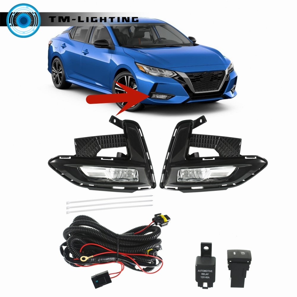 For 2020-2021 Nissan Sentra Front Fog Light Bumper Lamps Kits Left&Right Side