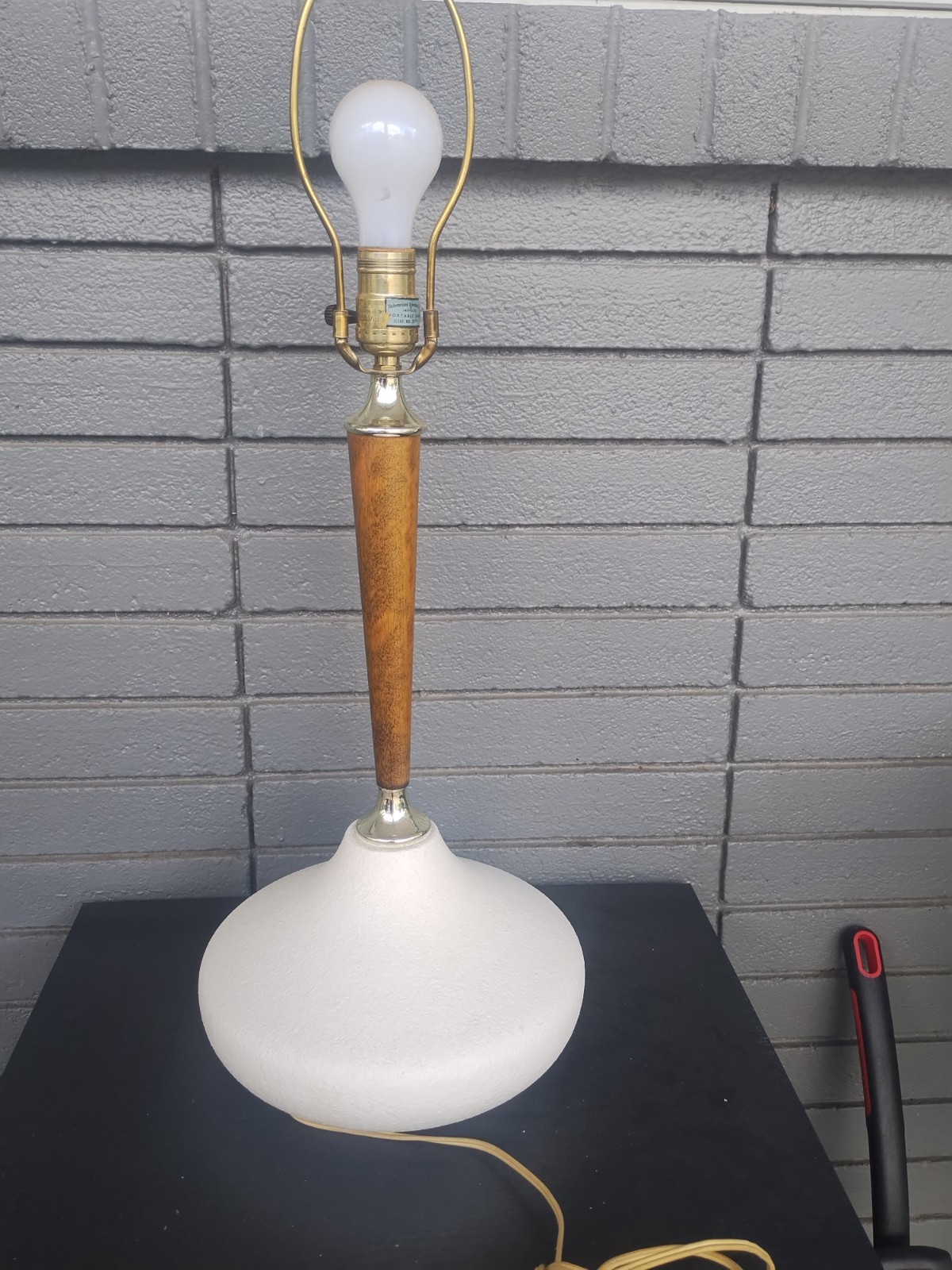 vintage danish modern lamp mcm white ceramc and wood very clean vintage danish modern lamp mcm white ceramc and wood very clean
