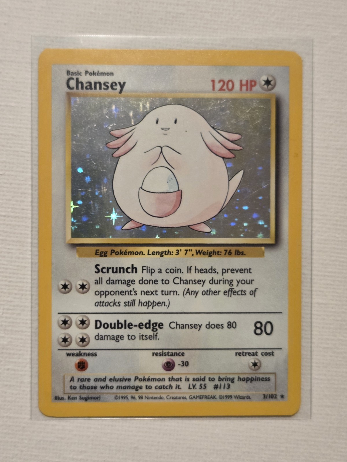 Chansey Base Set Holo Rare Pokémon 3/102 1999 English
