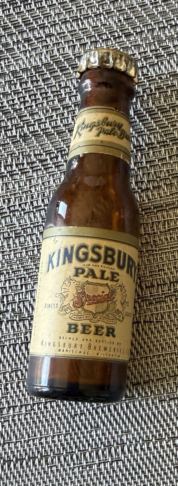 Vintage Kingsbury Pale Special Beer Mini Bottle Original Label & Cap Wisconsin