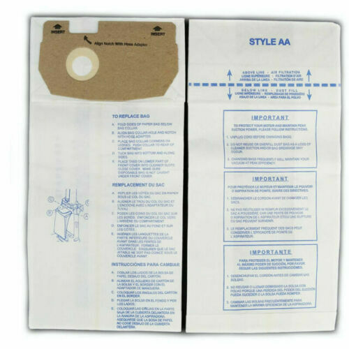 12 Eureka TYPE AA Style AA Vacuum Bags 62618A 58236 4100 5180 Victory True