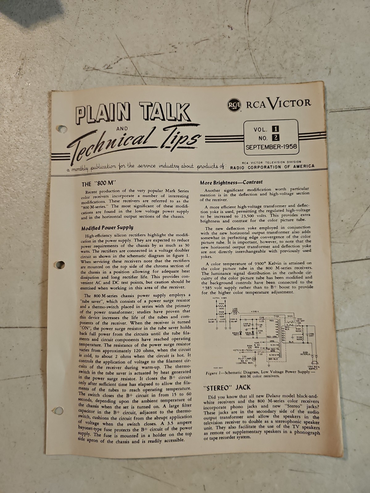 Vintage RCA Victor Plain Talk And Technical Tips.  September 1958