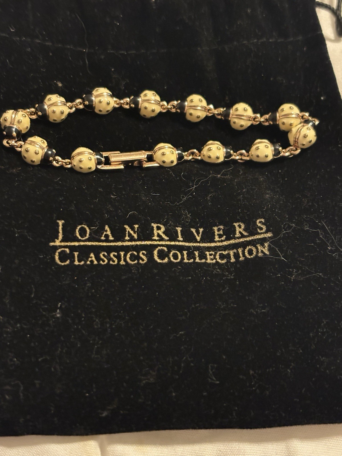 Vintage Joan Rivers Classics Collection Enamel Ladybug Link Bracelet 7