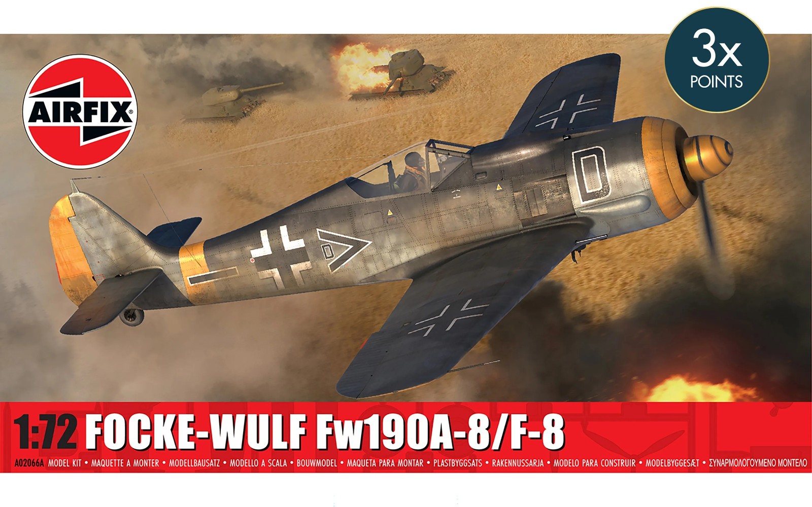 Airfix Focke-Wulf Fw190A-8/F-8 1:72 Scale Plastic Model Airplane Kit A02066A
