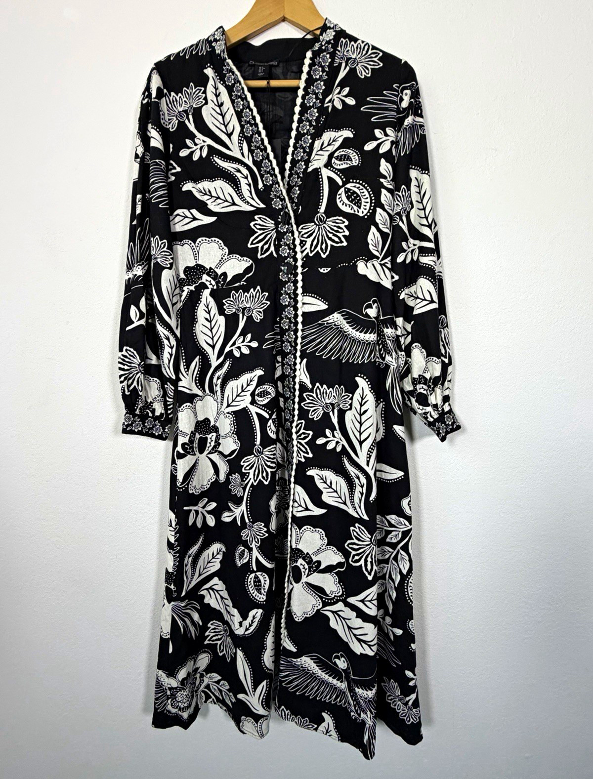 Christian Lacroix NWT Bird Floral Linen Blend Maxi Dress Size S