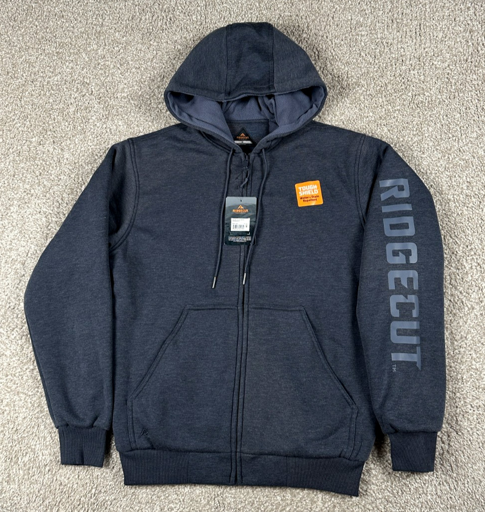 Ridgecut Toughwear Hoodie Mens Medium Gray Fleece Lined Full Zip Jacket Heavy