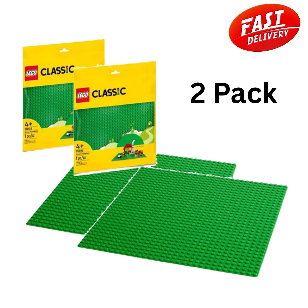 (2 Pack) LEGO Classic Green Baseplate 32x32 Stud Building Plate 11023. (2 Pack) LEGO Classic Green Baseplate 32x32 Stud Building Plate 11023.