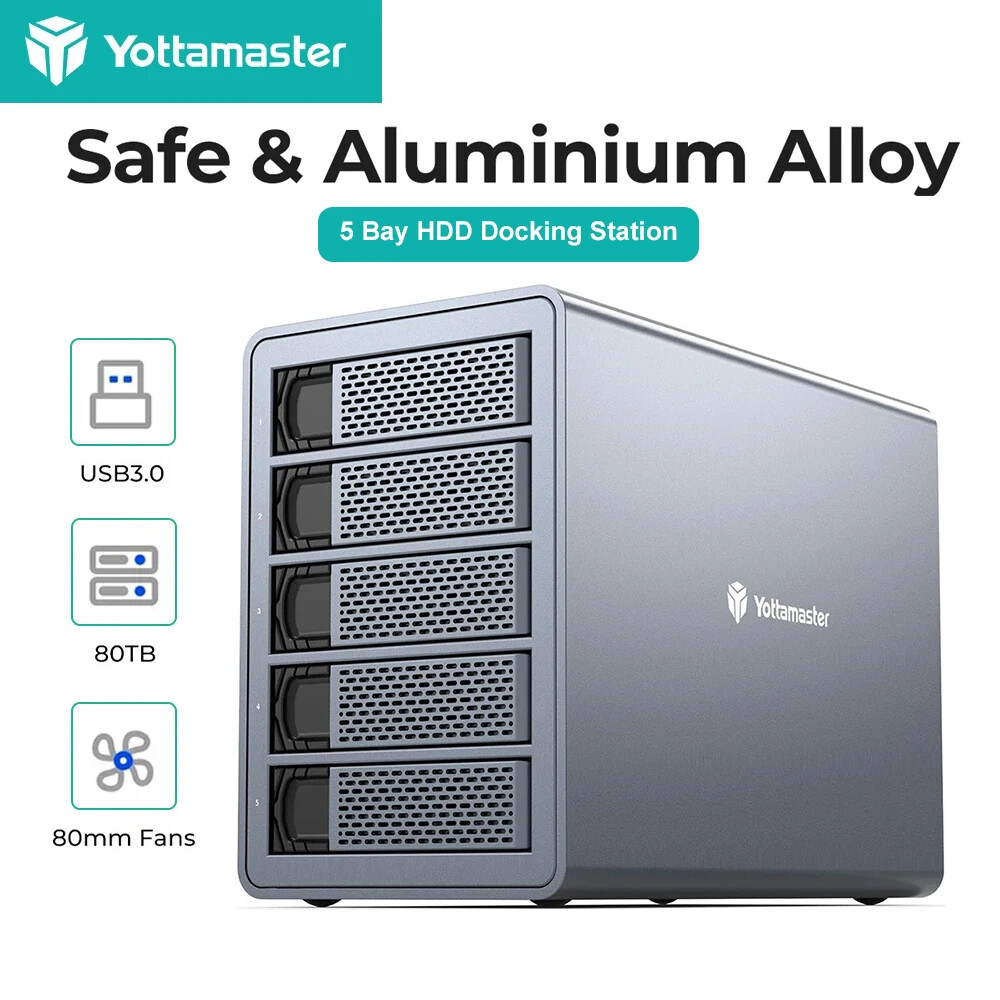 2/4/5 Bay Type C Hard Drive Enclosure W/ Daisy Chain For SATA 2.5