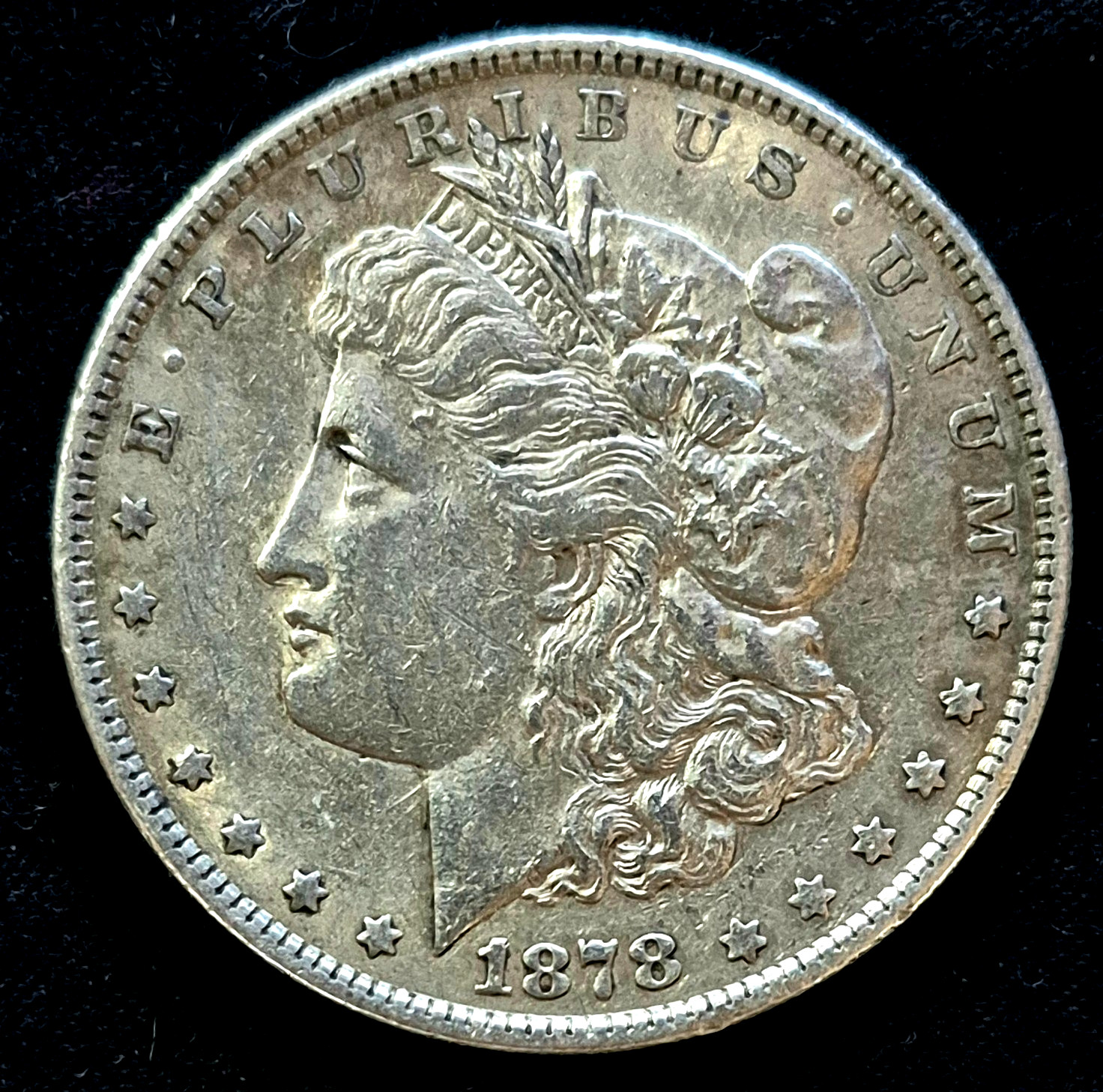 1878-P, Morgan Dollar 7 TF, Rev of 79 (VAM-200 Broken N&M) Crisp AU+ Features $1