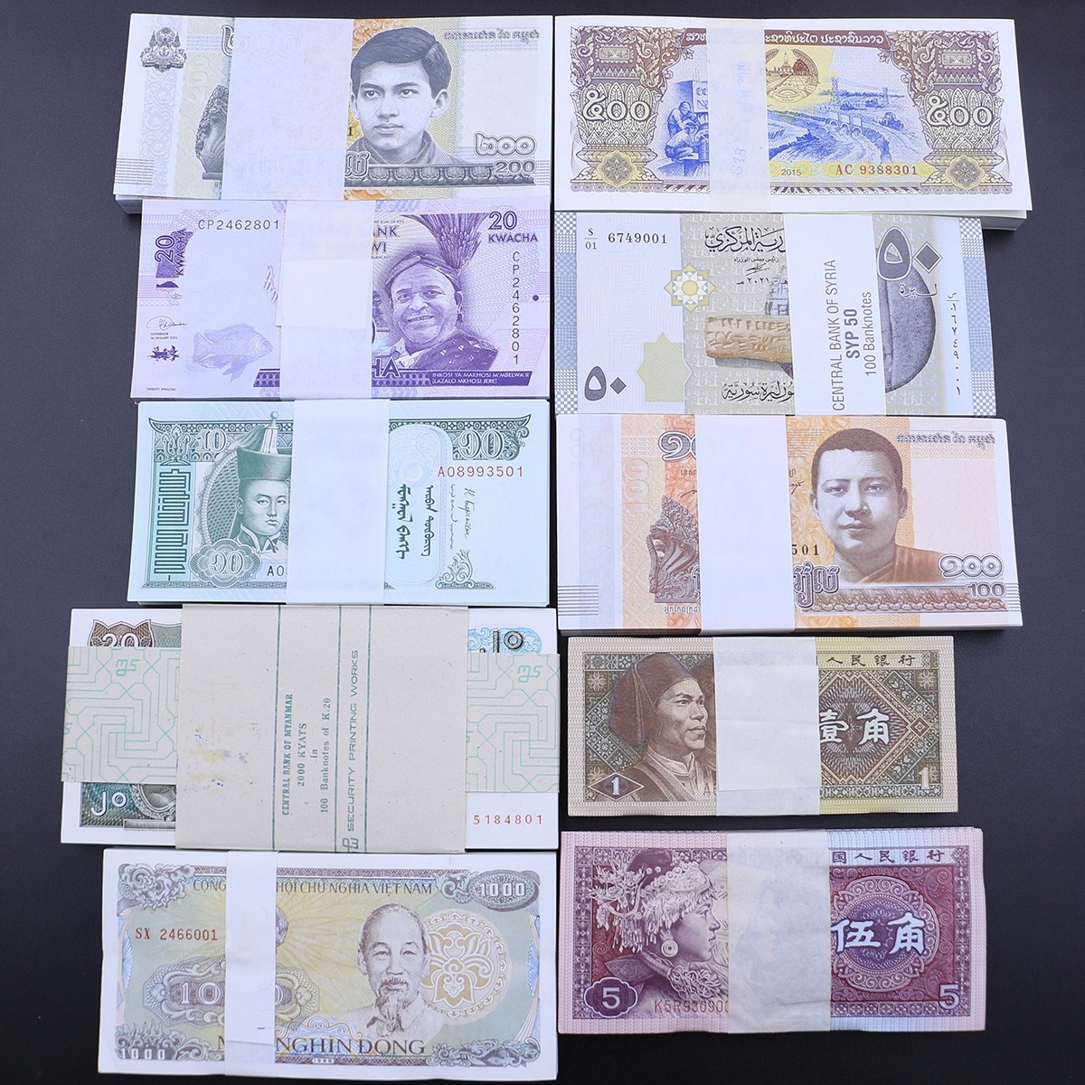 Wholesale 10 bundles of 1000 banknotes foreign paper money UNC collections gift