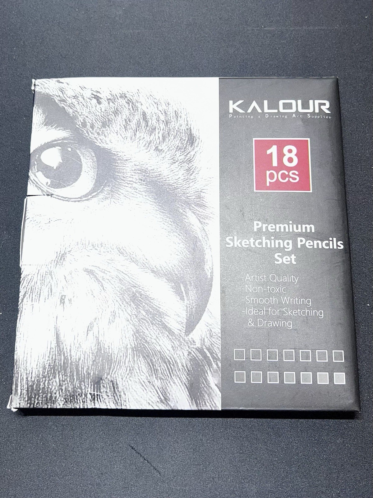 KALOUR 18-Piece Professional Sketch Pencil Set - Includes 5H to 14B Pencils, Vin
