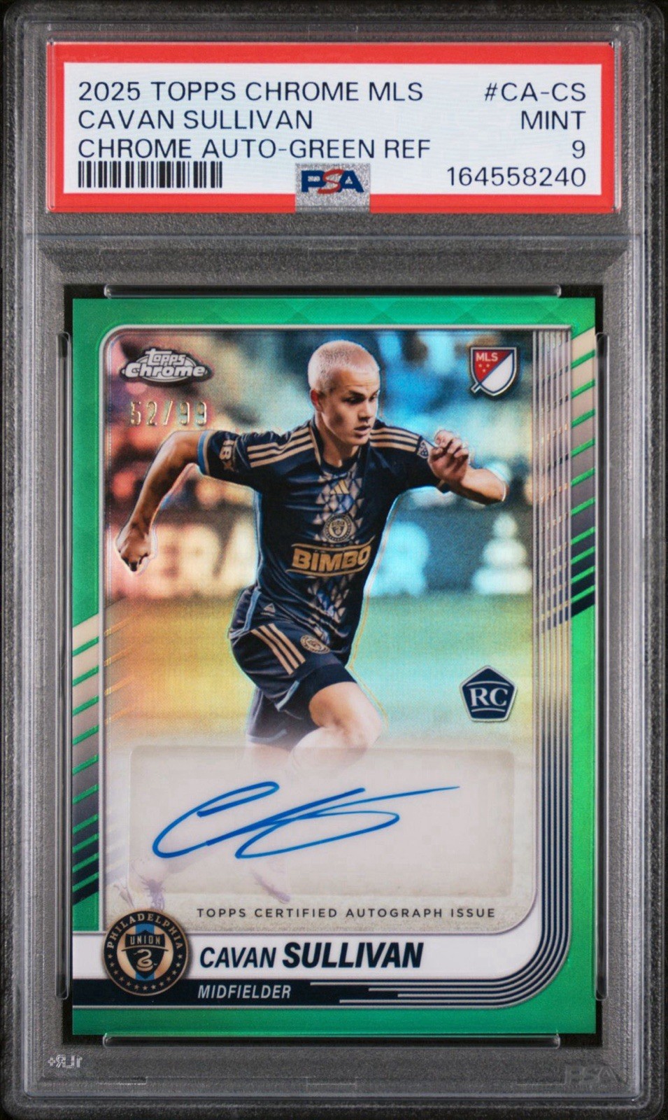 2025 Chrome MLS Autographs Cavan Sullivan Green Refractor /99 PSA 9 POP 3 🔥