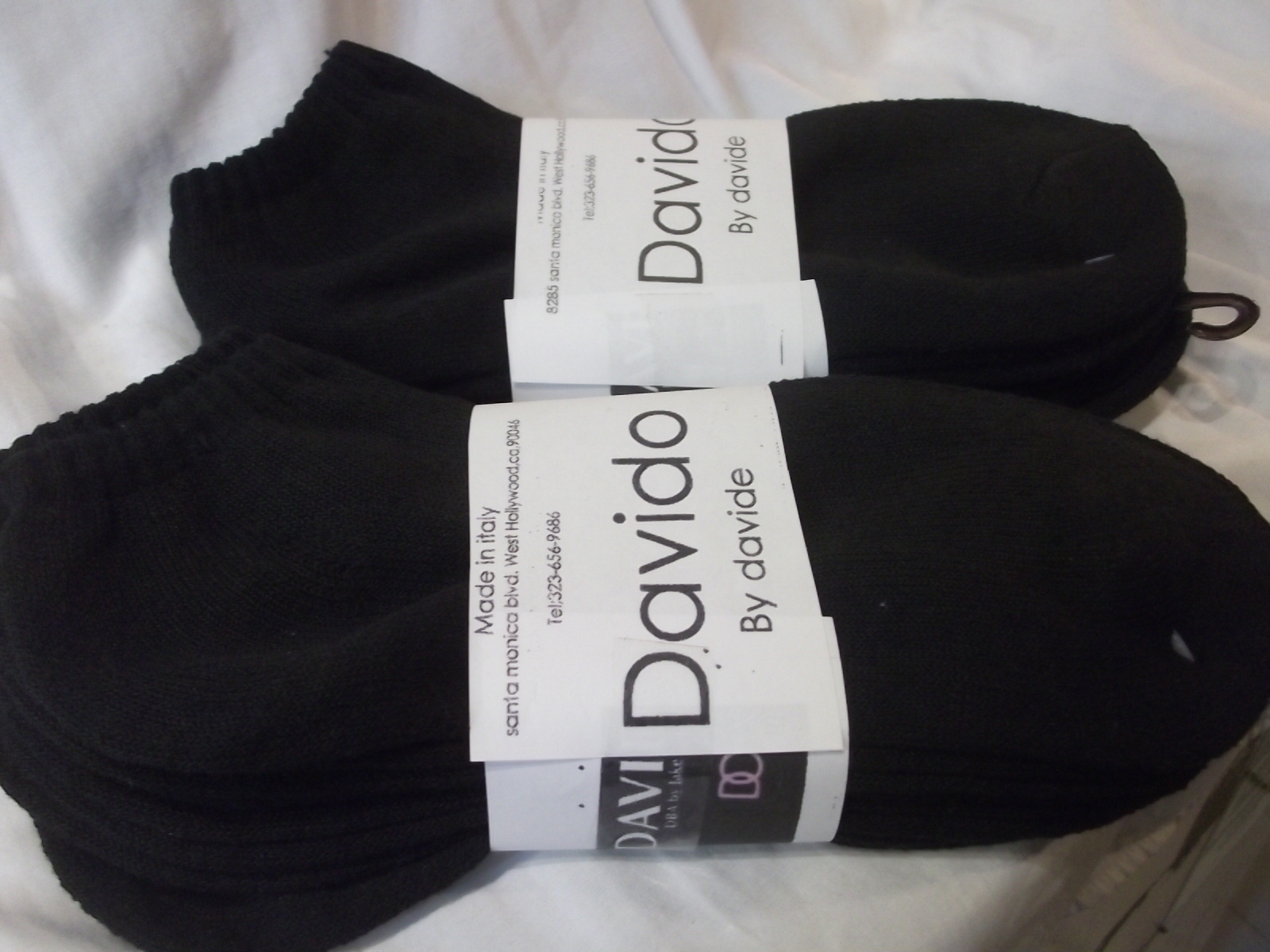 Davido Mens socks ankle low cut 100% cotton made in Italy black-8 pair size10-13 Davido Mens socks ankle low cut 100% cotton made in Italy black-8 pair size10-13