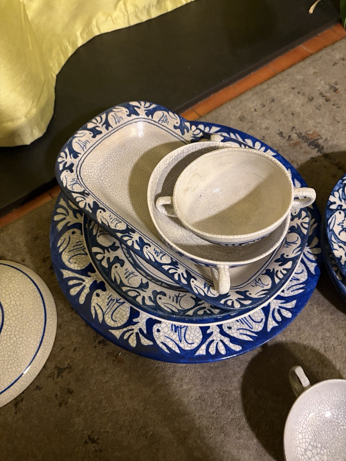 Vintage. Antique Pottery With Cute Bunnies. Vintage. Antique Pottery With Cute Bunnies.
