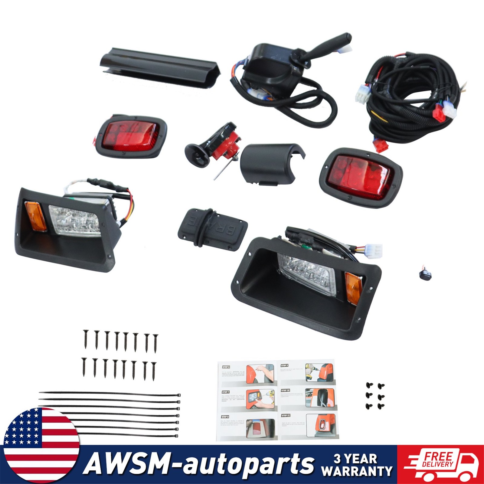 New Golf Cart Deluxe Street Legal LED Headlights Tail Lights For Yamaha G14-G22
