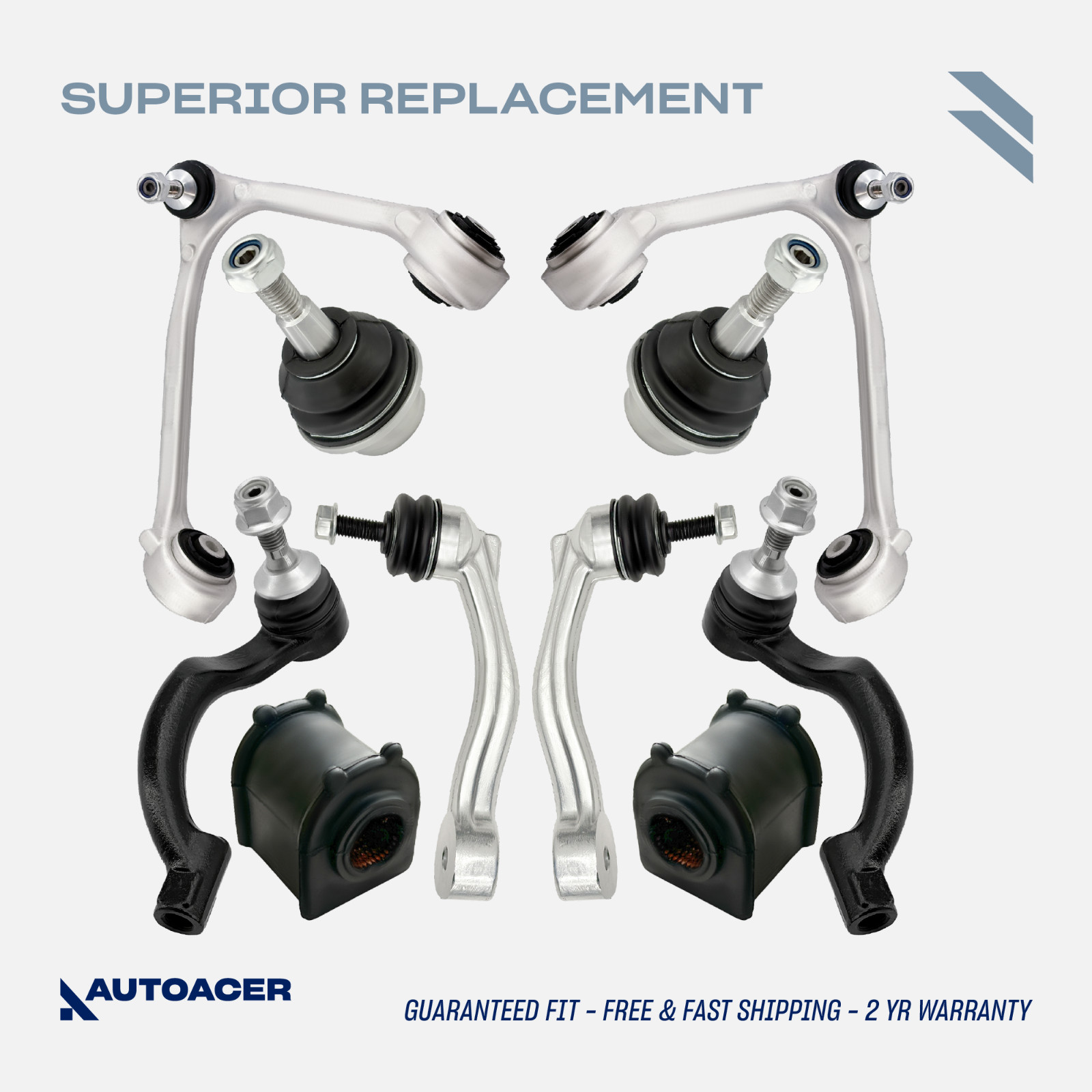 AUTOACER 10p Front Control Arms Ball Joints Links & Tie Rod Kit For Jaguar XF XK