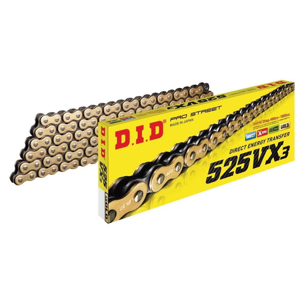 DID 525VX3 Gold X-Ring Professional Road Chain 525x120 For MOTORCYCLE