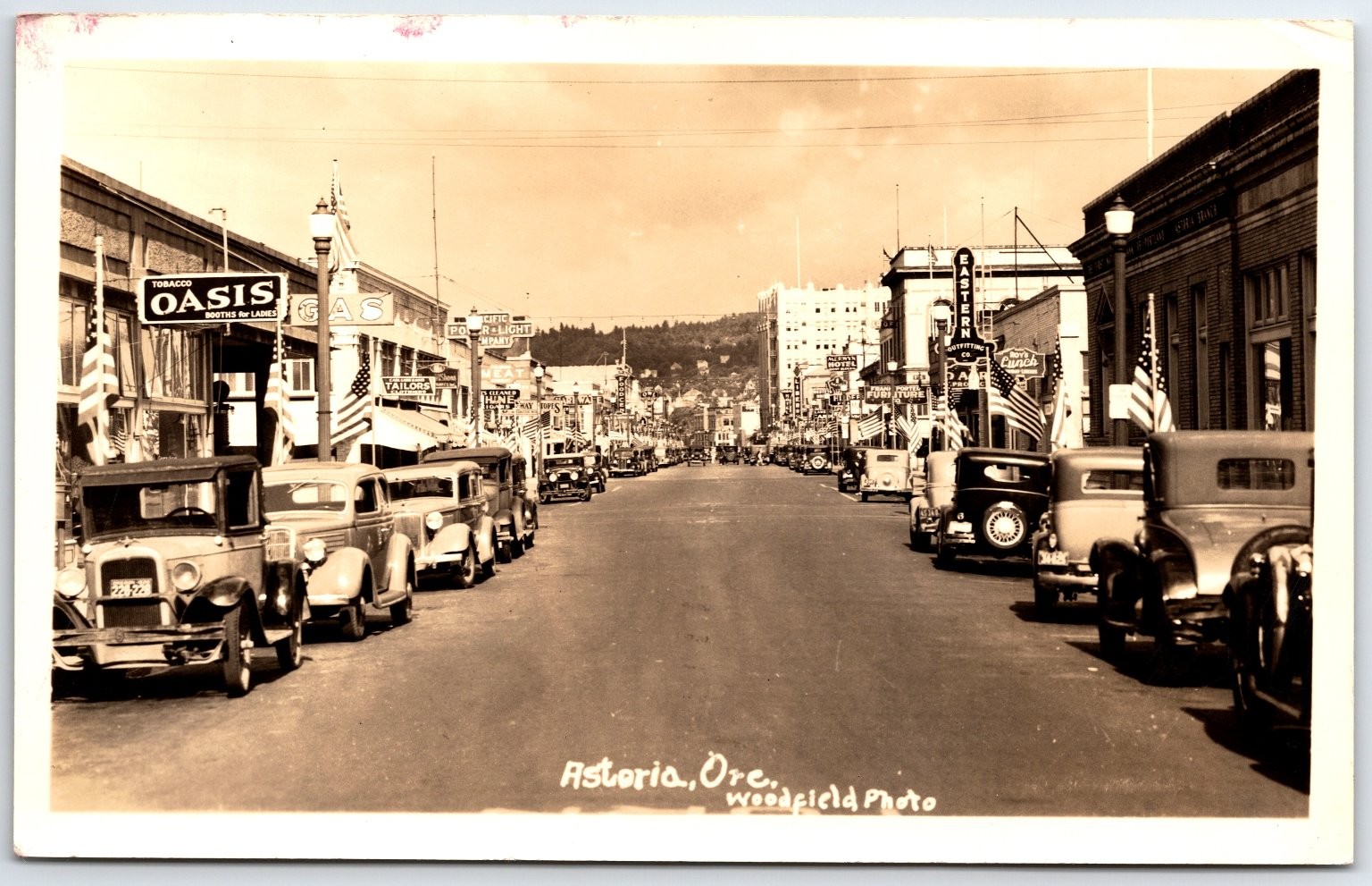 Astoria, Oregon Main Street RPPC 1941 Vintage Cars Woodfield Photo Astoria, Oregon Main Street RPPC 1941 Vintage Cars Woodfield Photo