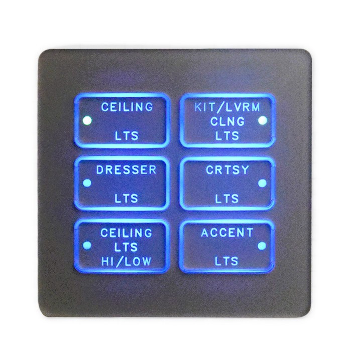 V-BUS 2LED 6 BTN BEDRM SW PNL Newmar RV SPDBLC-6A-30 12V DC 5A New (Other)