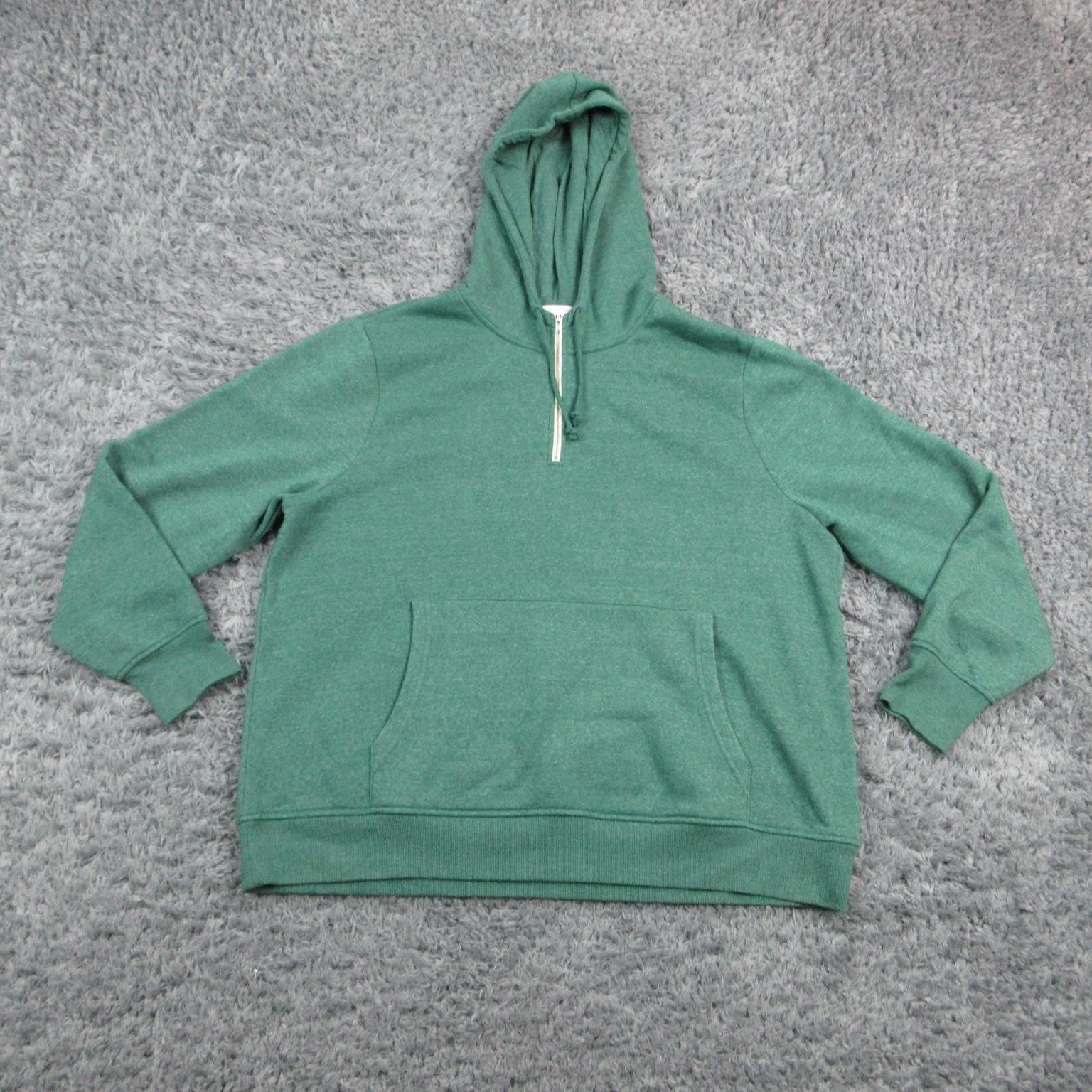 Threads 4 Thought Hoodie Womens 1X Green Pullover 1/4 Zip Pockets Fleece