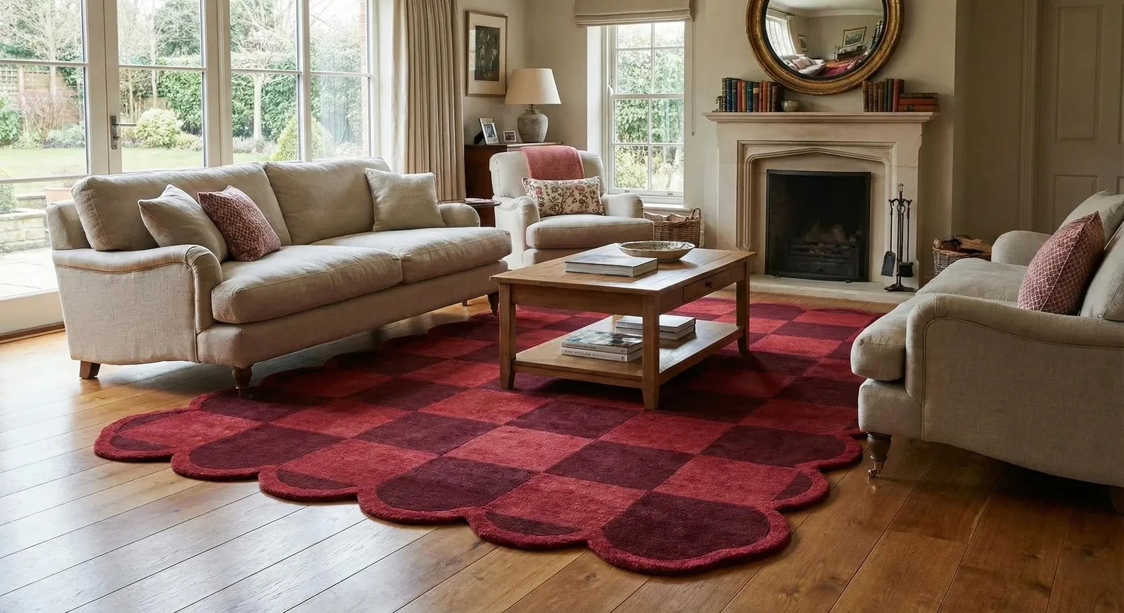 Hand-Tufted Wool Area Rug Plush Red Check Traditional Red Check Premium Wool Rug Hand-Tufted Wool Area Rug Plush Red Check Traditional Red Check Premium Wool Rug