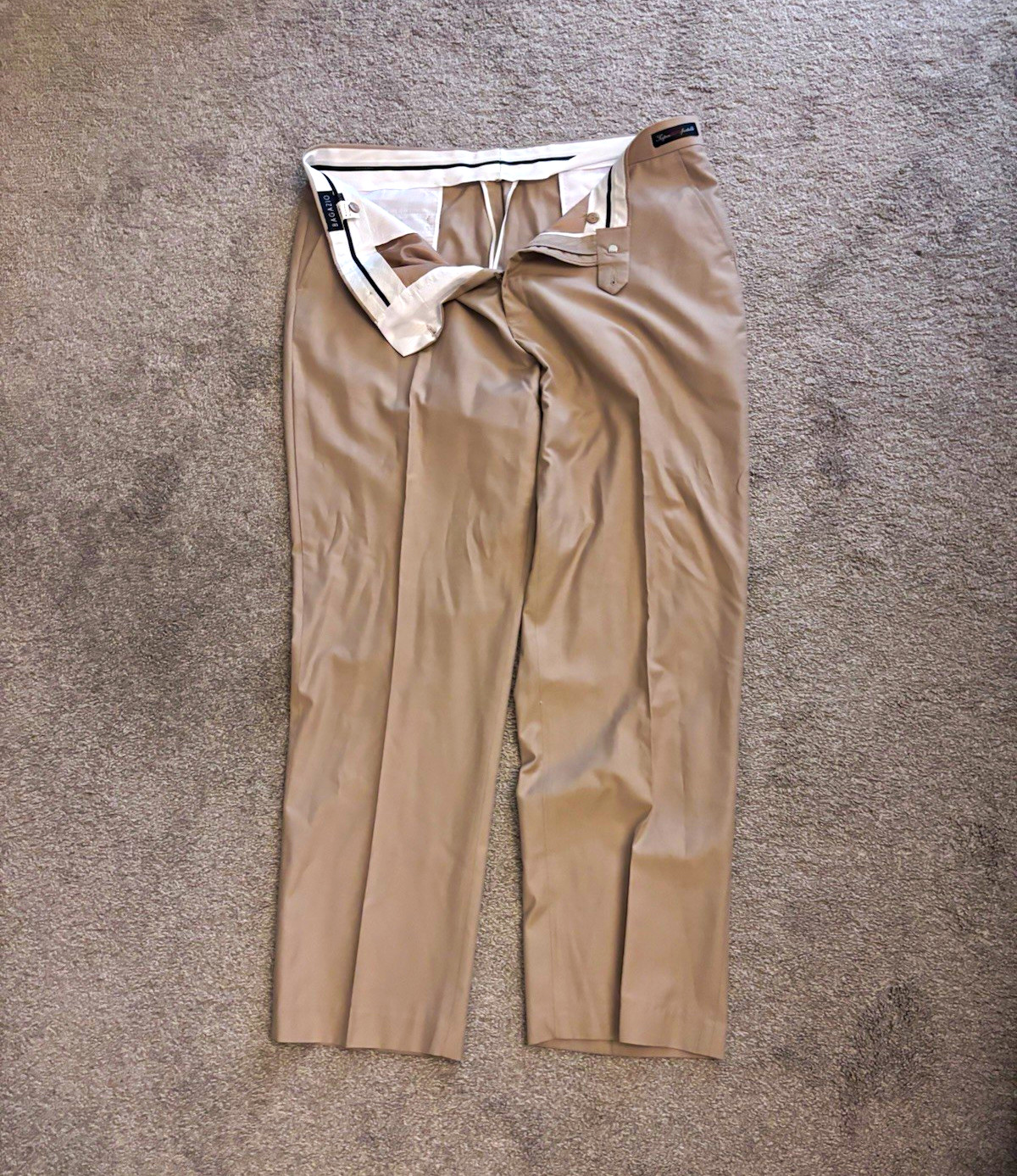 Bagazio Men\'s Beige Flat Front Dress Pants Regular Fit Straight Leg 40W Bagazio Men\'s Beige Flat Front Dress Pants Regular Fit Straight Leg 40W