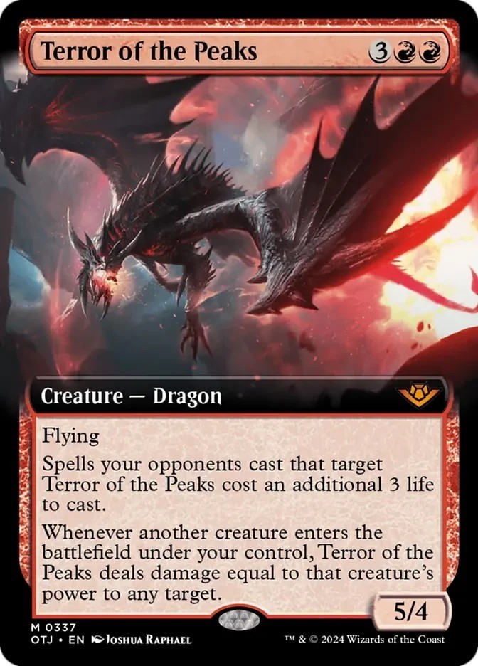 Terror of the Peaks (Extended Art) Foil Outlaws of Thunder Playtest Card Terror of the Peaks (Extended Art) Foil Outlaws of Thunder Playtest Card