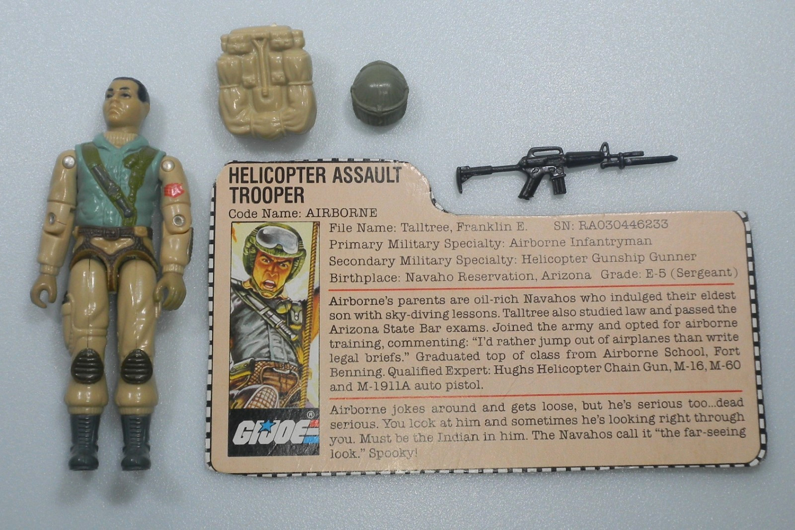 Vintage 1983 Airborne & File Card G.I. GI Joe Complete Figure 3.75 ARAH -Read